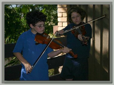 Grandchildren fiddling