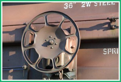 Handwheel used to set the brakes.