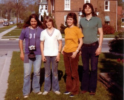 Duncan (with Pentax SV), Stephen, Sheila & Eric Bristow,  154 Norfolk St. S. , Simcoe 1973
