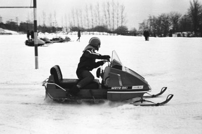 Snowmobiles at SCS Football Field (Moto-Ski) 1971