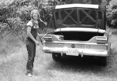 Robin Maxwell with the Bristows' '65 Studebaker (the Studmobile - well that's what Eric and I called it)