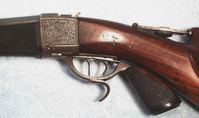 Detail of Trigger Guard, Action, and Wooden Pistol Grip