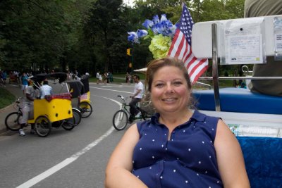 Betsy in the hansom cab, Central Park, NYC