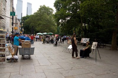 Artists outside of Central Park, NYC