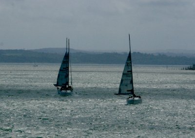 Sailing back into Portsmouth harbour.