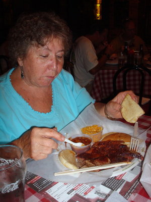 Mum at rendesvous restaurant, Memphis.