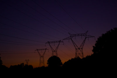 Power lines at dawn