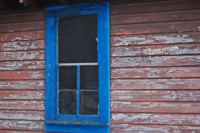 Blue window frame
