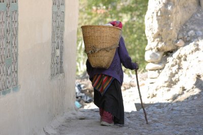 Old woman with a basket