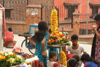 Flowers sellers at the temple