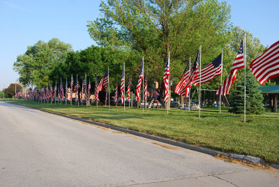 Avenue of Flags in Gretna's park