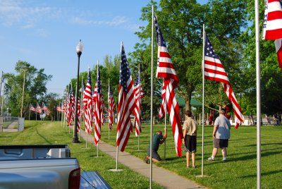 Avenue of Flags in Gretna's park