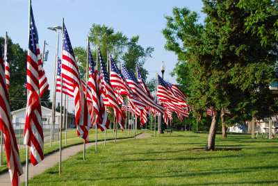 Avenue of Flags in Gretna's park