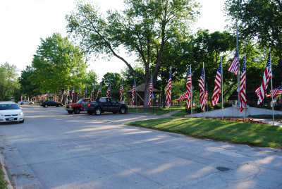 Avenue of Flags in Gretna's park