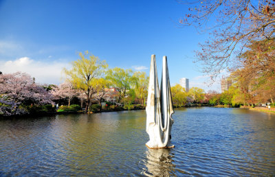 Statue of the Lake in Spring