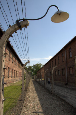 Fence between blocks - Auschwitz I