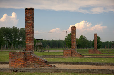 Hut Remains (chimney stacks) - Auschwitz II