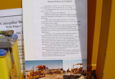 An interesting history of one of the late model 7U series, Caterpillar D4's on display. This description is of the D4 fitted with the Cat toolbar. Obviously, the previous owner wasn't a very nice person.
