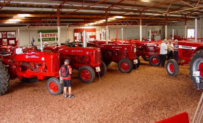 Just a part of the impressive collection of restored International, and McCormick-Deering tractors in the International shed.