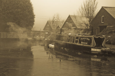 Canal Boat Sepia
