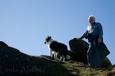 Dad and Archie on Kilmar Tor
