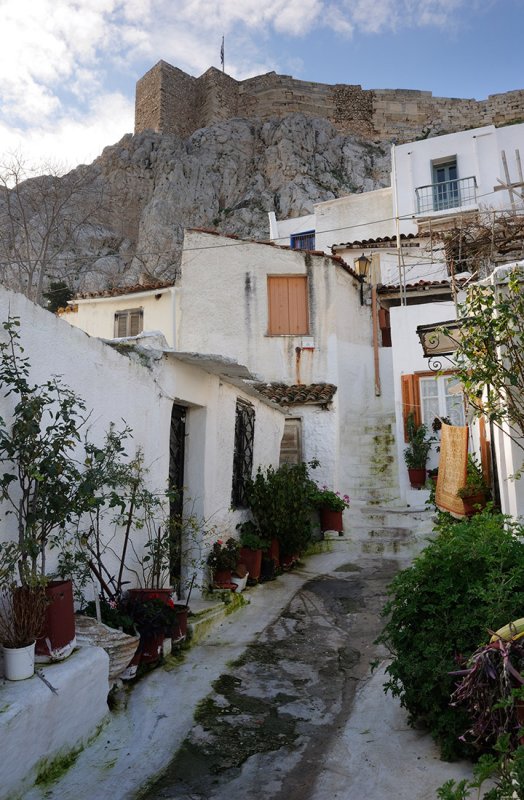Athens. Anafiotika district at the foot of the Acroplis.