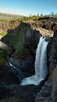 48 meters high waterfall on feeder of the Dulismar river