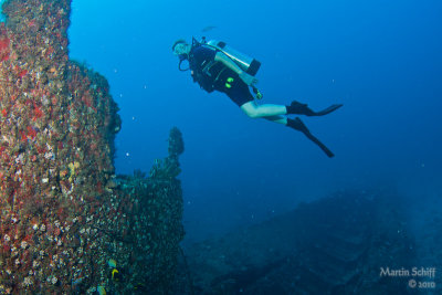 Nina on the wreck of the Castor