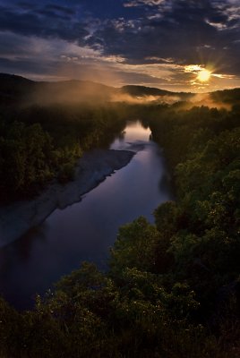 Moon setting over the Current River