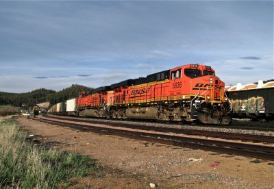 First through, a loaded BNSF coal train at Blossburg, MT. 5/26/09