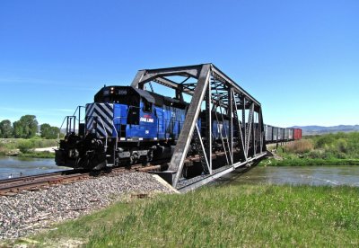 MRL 256 & 254 crossing the Madison River into Three Forks, MT.  5/28/09