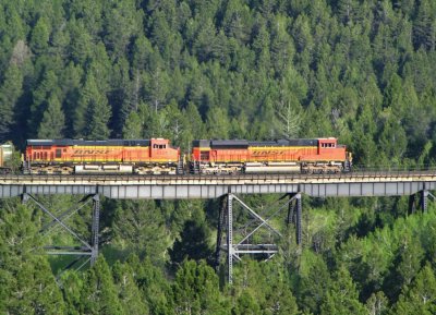 Lead Power for the Coal train over Austin Creek. 5/29/09