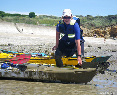 Ingeborn with a muddy kayak