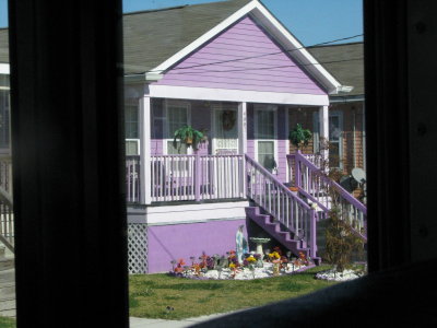 One of the rainbow of houses in the Musician's Village