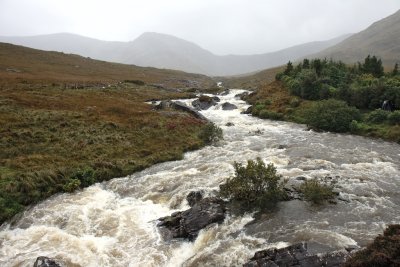 Mountain River in rainy weather