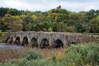 Multiple-arch rubble stone classical-style road bridge