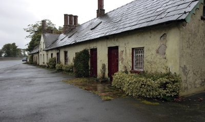 Old houses in the rain