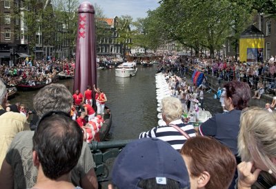 Boat with the symbol of the city of Amsterdam