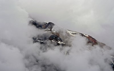 Waputik Mountains in the clouds