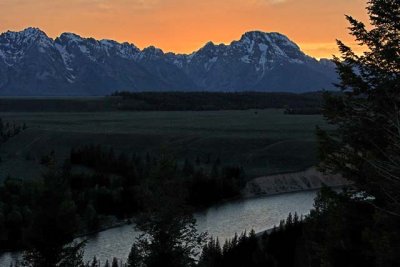 Sunset over the Tetons, from the Snake River Overlook