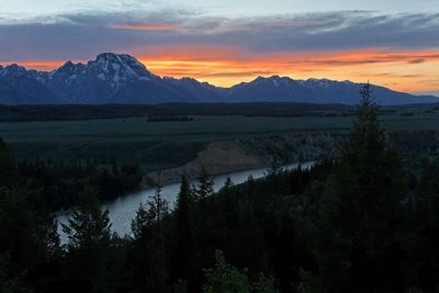 Sunset over the Tetons, from the Snake River Overlook