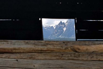 Mount St John, through the window of Historic Cunningham Cabin