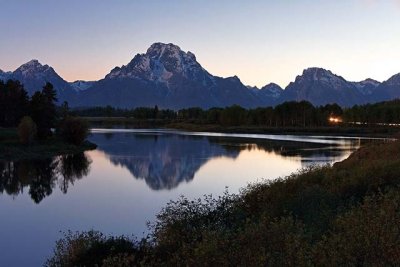 Teton Range at dusk, from Oxbow Bend