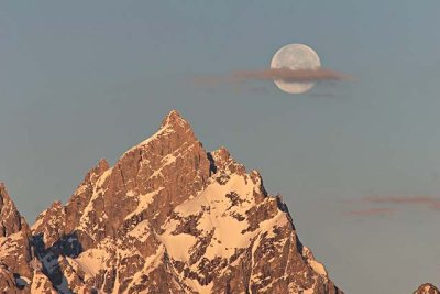 Moon setting over Grand Teton