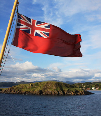 Civil Ensign of the United Kingdom over Oban Scotland.jpg