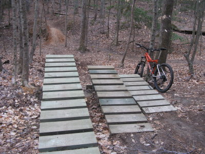 The second set in the double drop section of trail. Before this was just a little 1-2 footer to flat