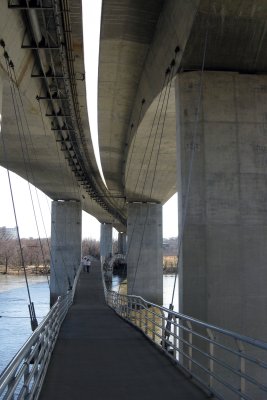 Suspended pedestrian walkway to Belle Isle, super cool