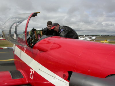 Mark showing me the cockpit