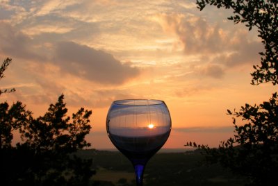 WINE GLASS AT SUNSET ~ 2004