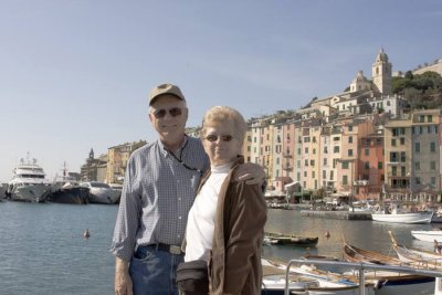 59.  Barb & Bergie on the quay at Porto Venere.